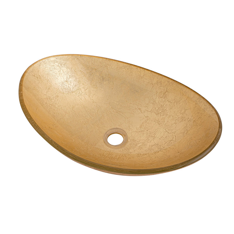 Fine Fixtures Modern Glass Vessel Oval 20 X 14 In Gold, Gold