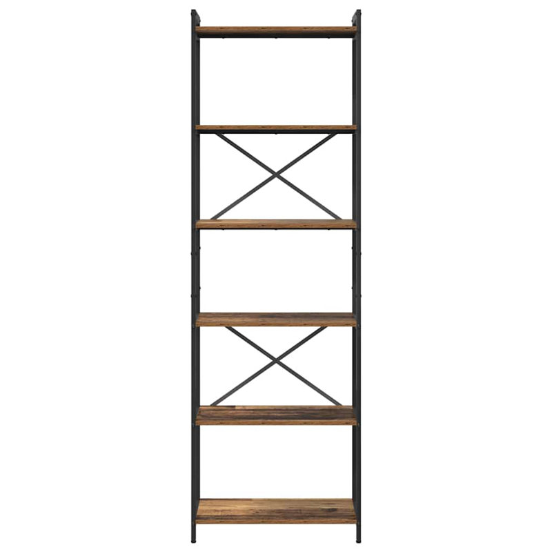 Steel Bookcase, (5 Shelves) 188cm H x 60cm W x 30cm D, Brown