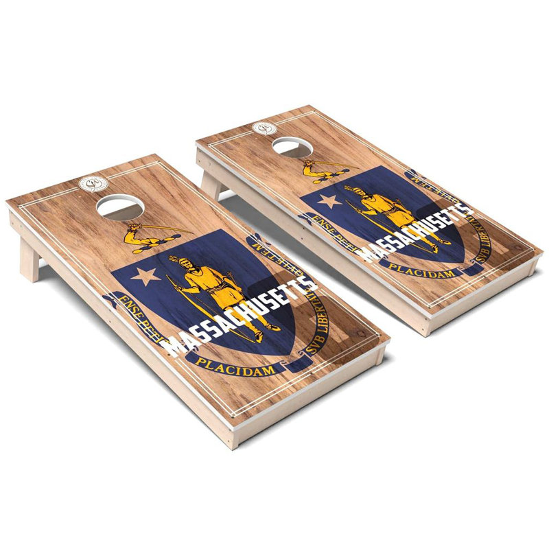 Ensemble de planches de cornhole composites toutes saisons 2.0 Massachusetts State Flag, AUCUN accessoire
