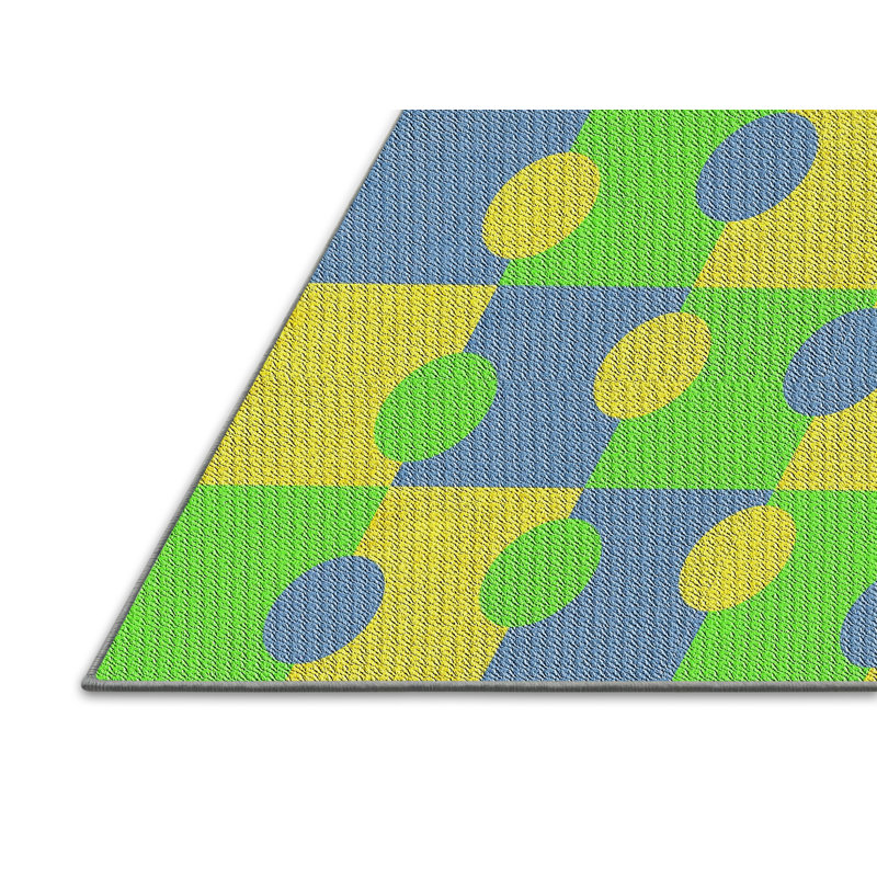 Tapis bleu marine / jaune Antonion, Rectangle 5 pi x 8 pi