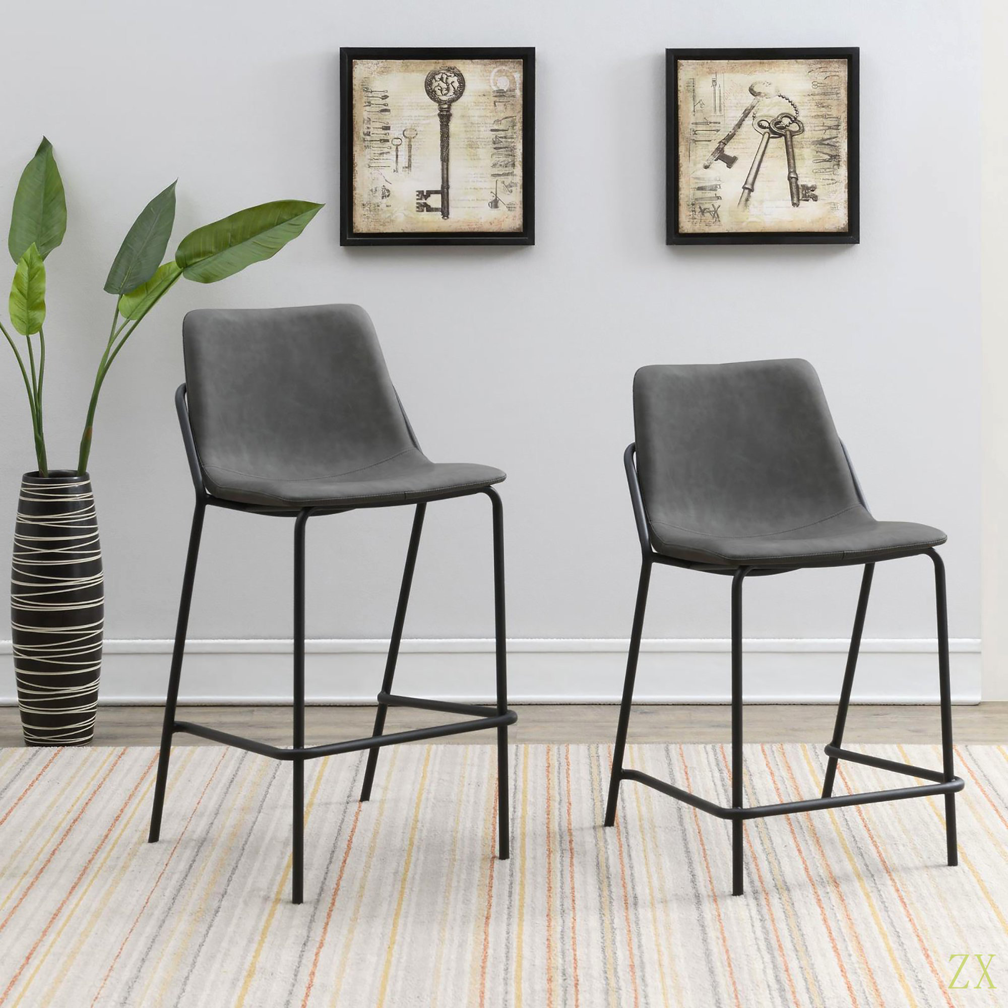 Latitude Run® Counter Height Stools With Footrest (Set Of 2) | Wayfair