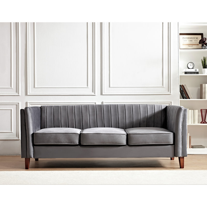 Siddon 83'' Velvet Sofa, Gray Velvet
