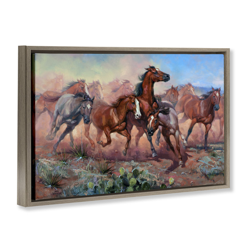 «Runnin 'Thunder Horses», art mural encadré sur toile flottante, design par Jack Sorenson, H 17 po x l 25 po
