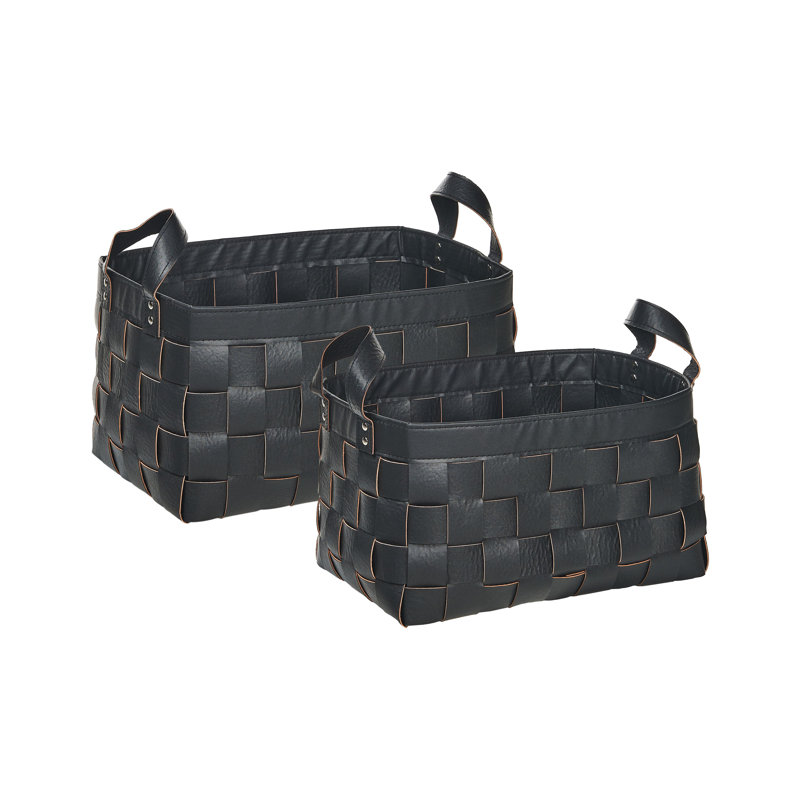 ClassicLiving SIPPAR Faux Leather Decorative Basket, Black