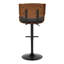 Tabouret de bar pivotant réglable avec dossier en noyer, siège en similicuir espresso et repose-pieds droit en T pour un confort personnalisé et une assise intérieure moderne.-1063618191