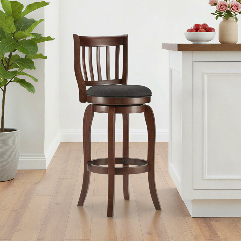 Tabouret de bar et de comptoir pivotant Morgan, Lin gris foncé, Tabouret de bar (siège d'une hauteur de 29 po)
