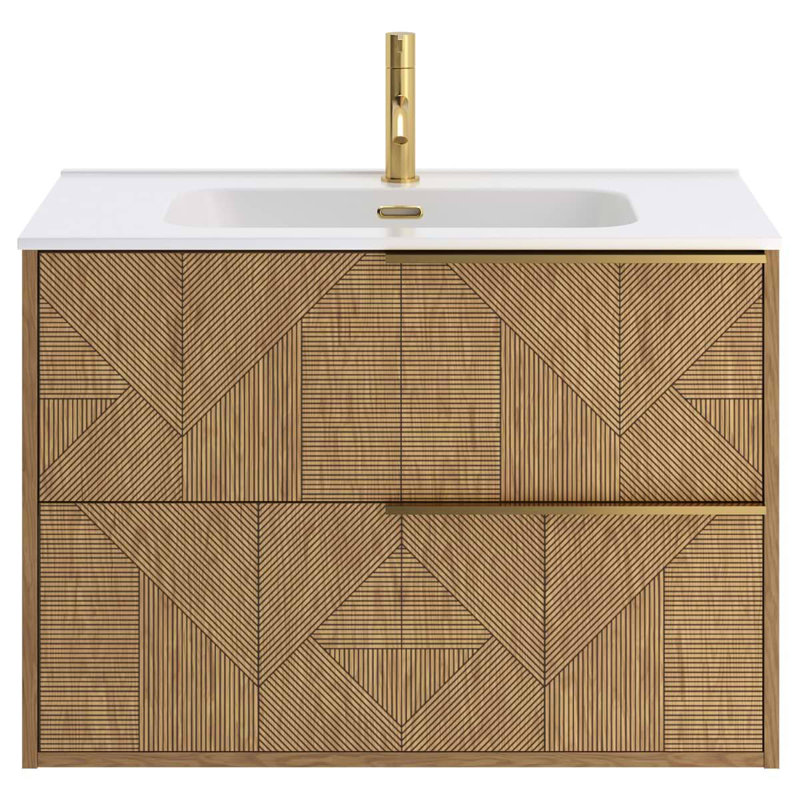 Kora 31.89" Wall Mounted Single Bathroom Vanity with Top, Gold