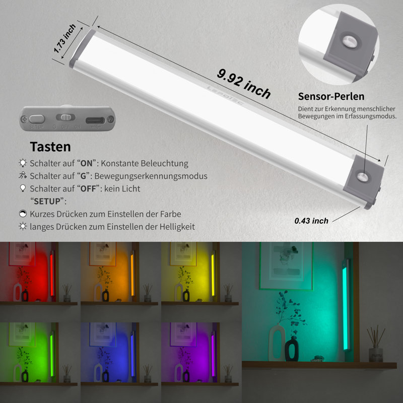 LEPOTEC 25cm 45LED Adjustable 8 Colors Valentine RGB Mood Lights wall scones for Christmas