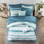 Édredon et courtepointe à imprimé seersucker - bleu tempête, bleu sarcelle 100% 1 courtepointe, 2 taies décoratives, coussin décoratif 8 rayures aquarelles-124544226-124544227