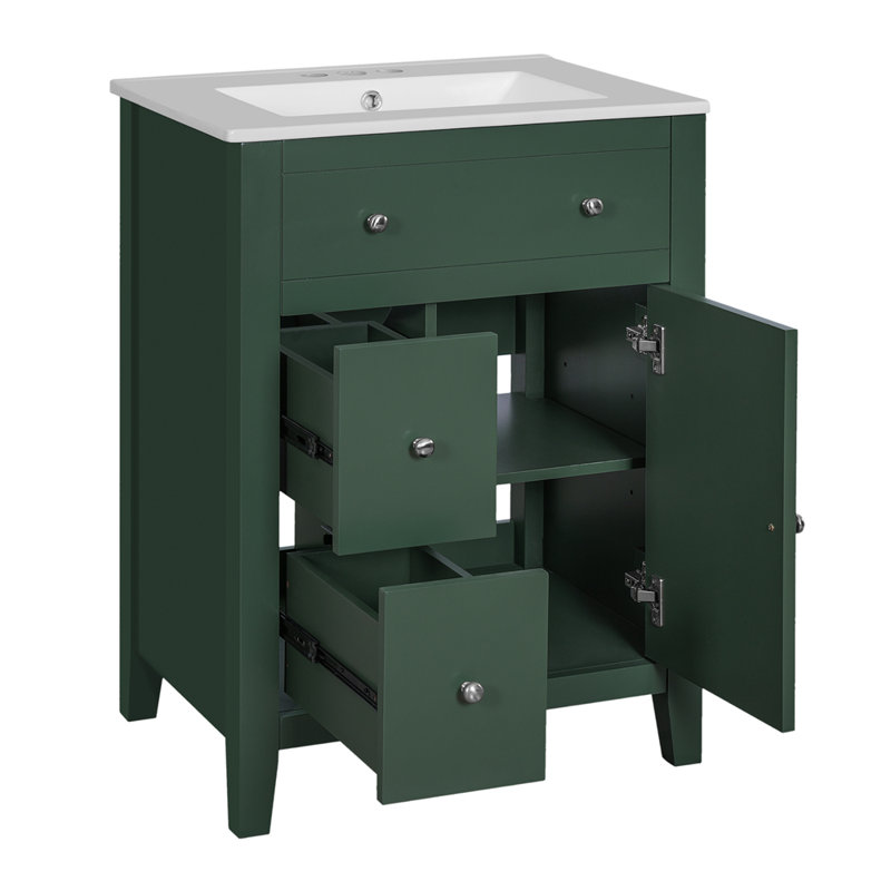 Armoire de meuble-lavabo à 2 tiroirs Basin, Green