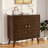 Cabinet With Doors, Decorative Storage Cabinet With Honeycomb Pattern, Modern Accent Cabinet With Adjustable Shelf, Walnut Credenza Free-Standing Sideboard Buffet Cabinet