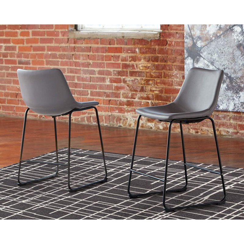 Ashtin Upholstered Counter Stool with Metal Frame, Counter Stool (24.5” Seat Height), Gray