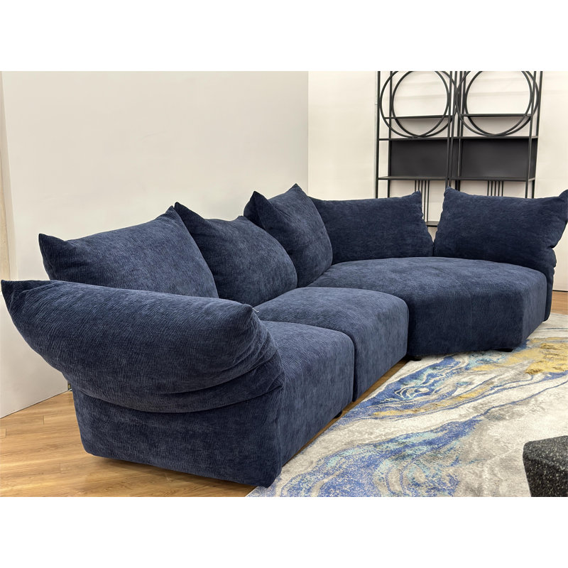 Canapé modulaire Blossom Embrace, Orienté à droite, Tissu bleu