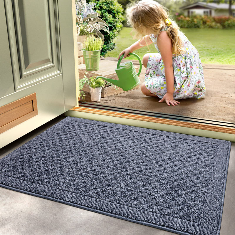 Tapis d'entrée antidérapant haut de gamme Premium, Gris, L 32 po x L 48 po