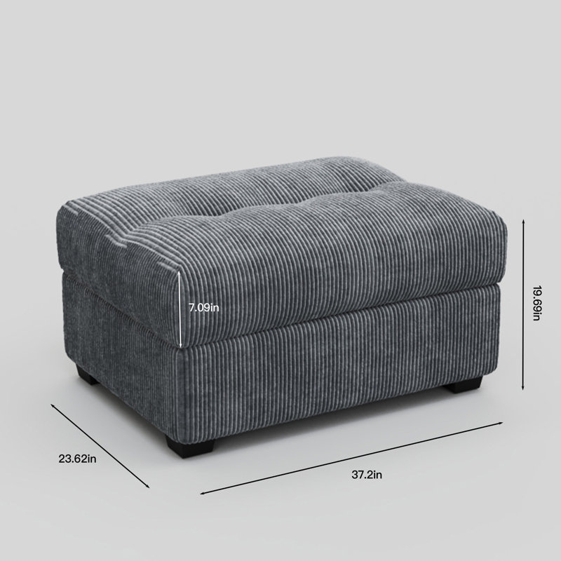 Bekey Sieber Corduroy Ottoman, Gray
