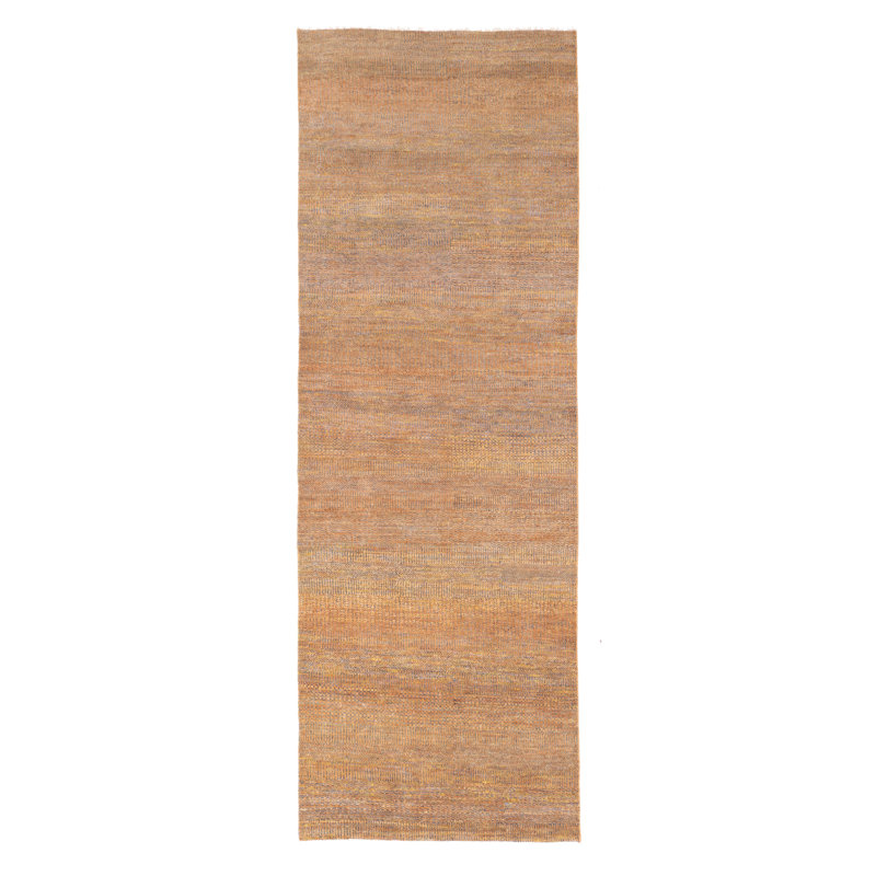 Tapis en soie brun ombre 4 pi 0 po x 11 pi 10 po