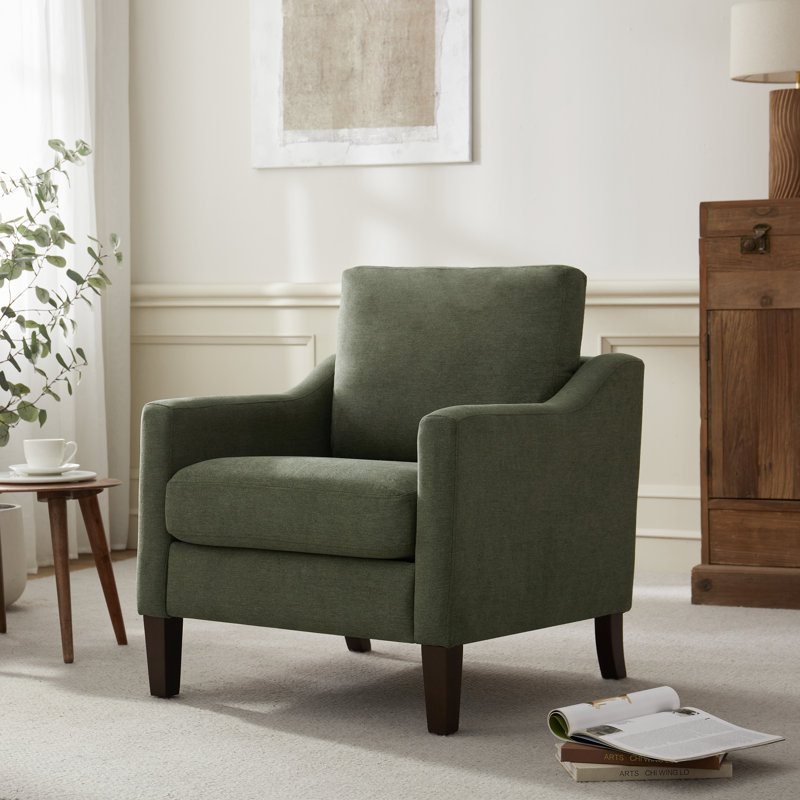 Fauteuil avec pieds en bois massif, Vert