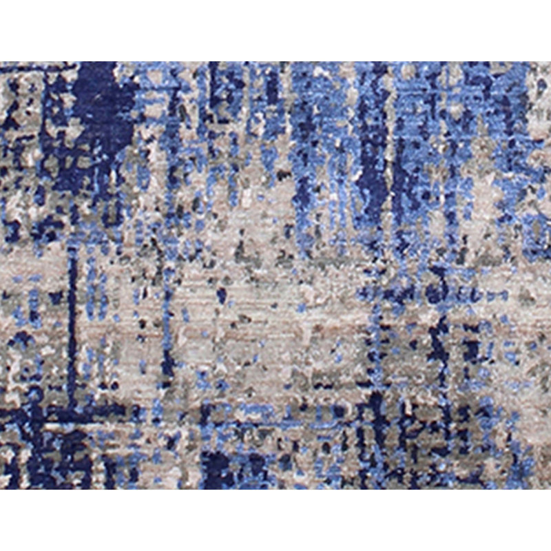 Hand Knotted Abstract Area Rug in Navy, Rectangle 2' x 3'