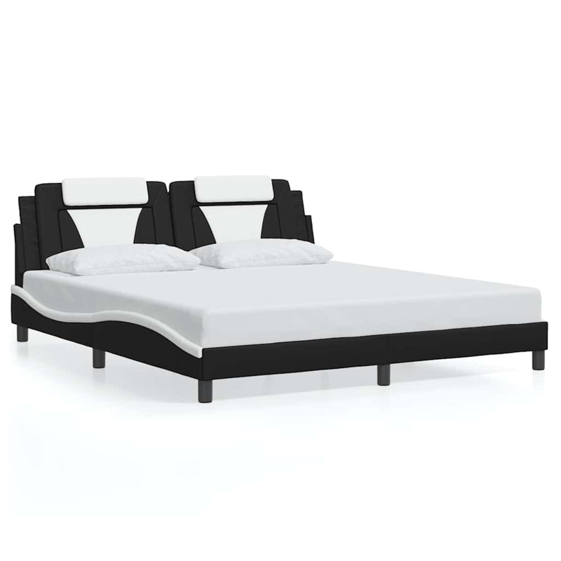 Cadre de lit «Viana» sans matelas noir et blanc 72 po x 83,9 po, Noir / blanc, Très grand californien