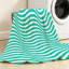 Jeté en flanelle bleue ultra douce, imprimé géométrique ondulé turquoise-132076397