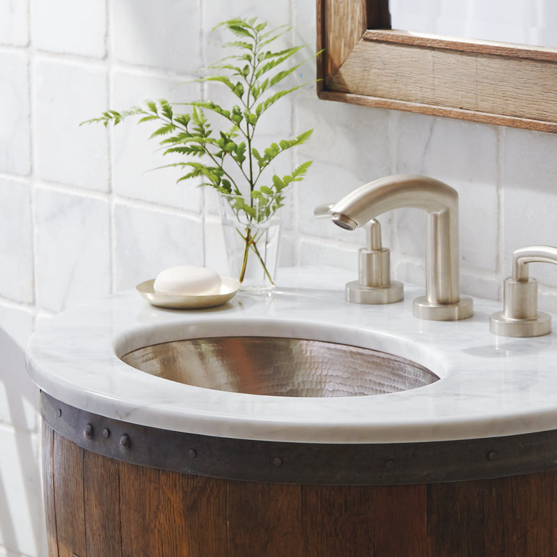 Lavabo de salle de bain encastré martelé à la main en nickel brossé Baby Classic