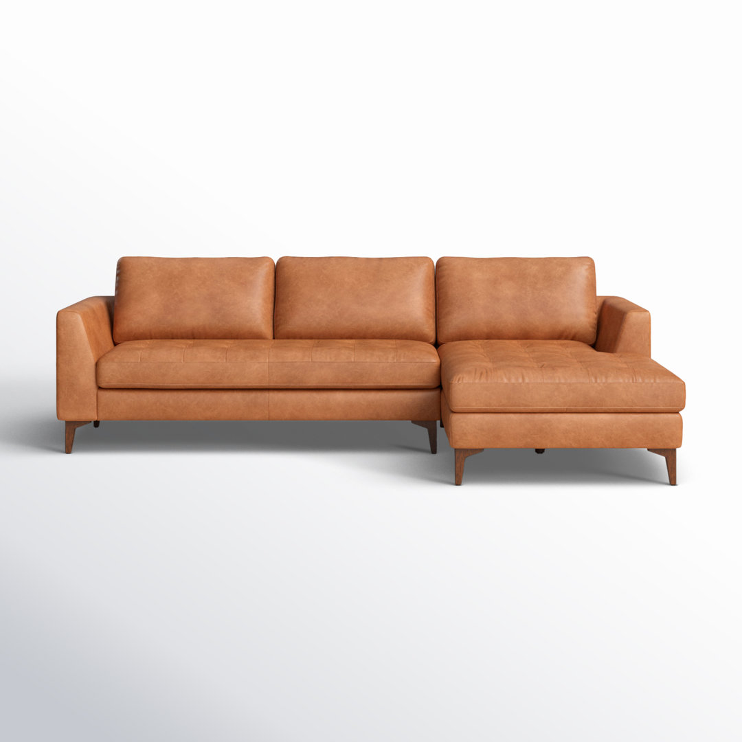 Jarrett Full-Grain Genuine Italian Leather Sectional Sofa AllModern Leg 