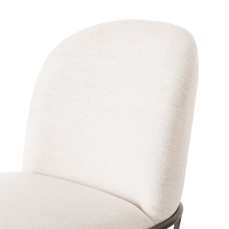 Astrud Upholstered Stool with Metal Frame, Bar Stool (30.5" Seat Height), Polyester Blend White