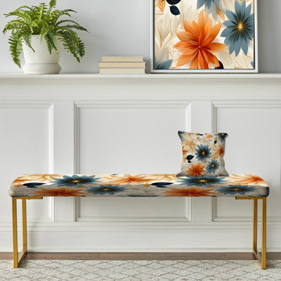Motif Earthy Mandala Ii Boho - banc rembourré floral doré