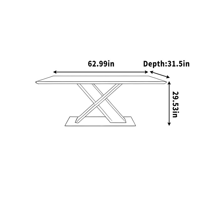 Bureau en bois massif avec conception Yack, H 29,53 po x l 62,99 po x P 31,5 po