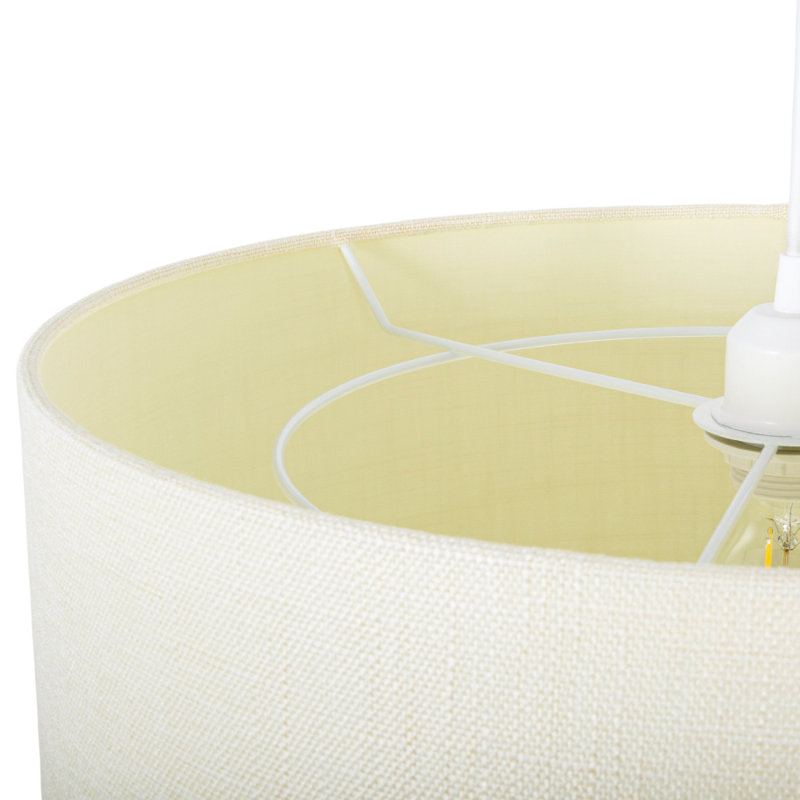 Ibiza 18cm H Linen Drum ( Screw On ), Cream, 18cm H x 30cm W x 16cm D