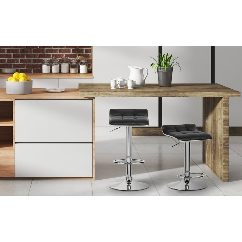 Chrome Plated Steel Bar Stool, Black