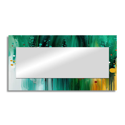 Muted Floral Liquid Ink Landscape II - Liquid Ink Abstract Accent Wall Mirror - Printed On Metal