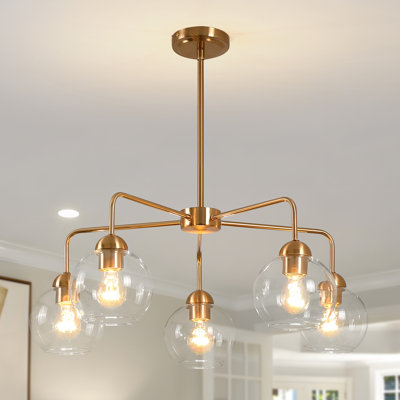 Lustre moderne 28 po à 5 lumières sphériques Spoutnik