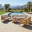 Ensemble de mobilier de patio de 5 pièces, comprenant un canapé, une causeuse, deux fauteuils et une table basse ronde.