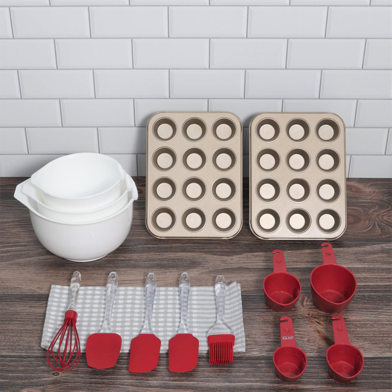 Ensemble de petits gâteaux antiadhésifs 14 pièces Glad, Rouge