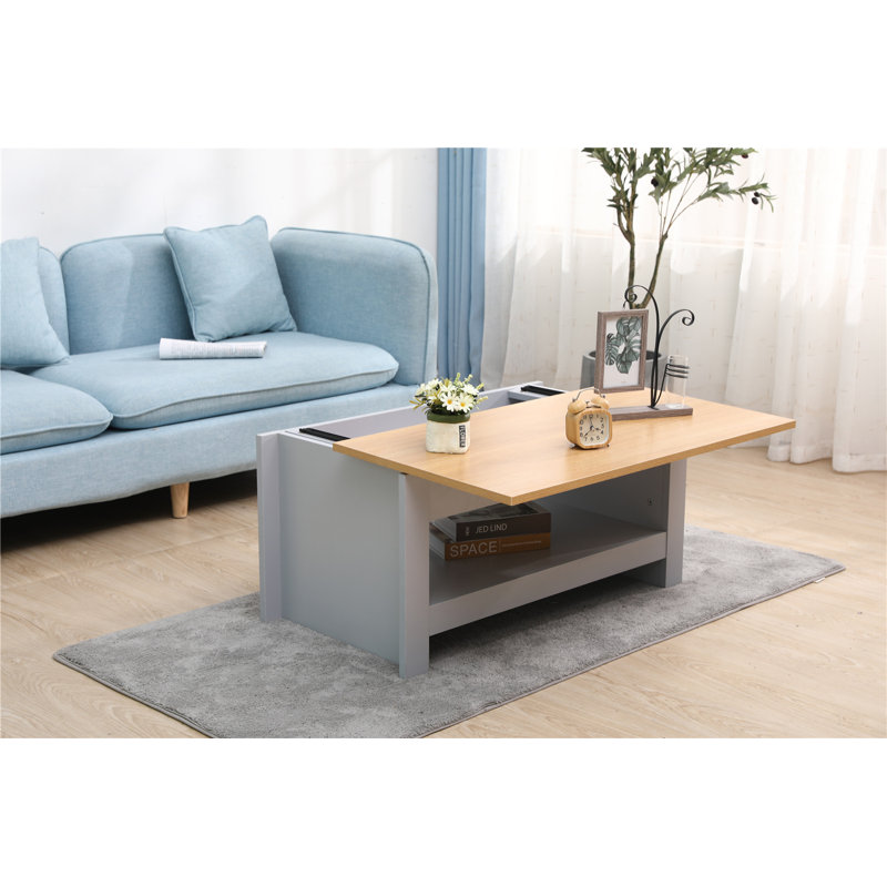 Gerli Sled Coffee Table with Storage, Oak/Grey