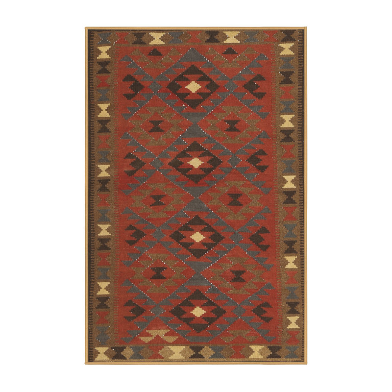 Tapis beige/rouge/brun contemporain, Rectangle 5 pi x 7 pi