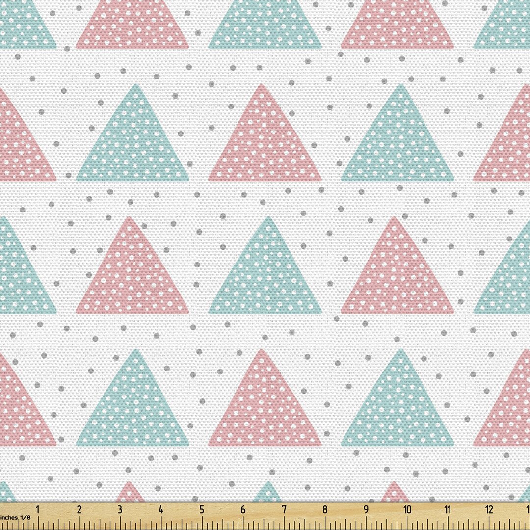 Gewebe als Meterware, Pastell Triangles und Punkte, Geometrisch, Seafoam Rose