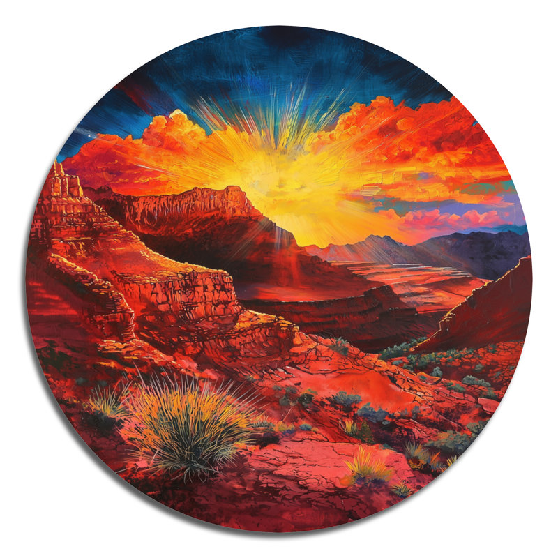 Red Rock Wonder Utah - décoration murale ronde rustique, rouge, salon, H 16 po x l 16 po