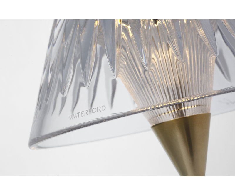 Waterford Blaze Rechargeable Table Lamp with Clear Crystal, 11.5" H x 5.75" W x 5.75" D, Gold