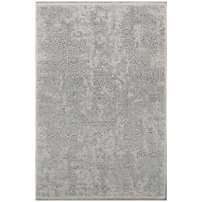 Tapis ivoire et gris noué à la main de haute qualité