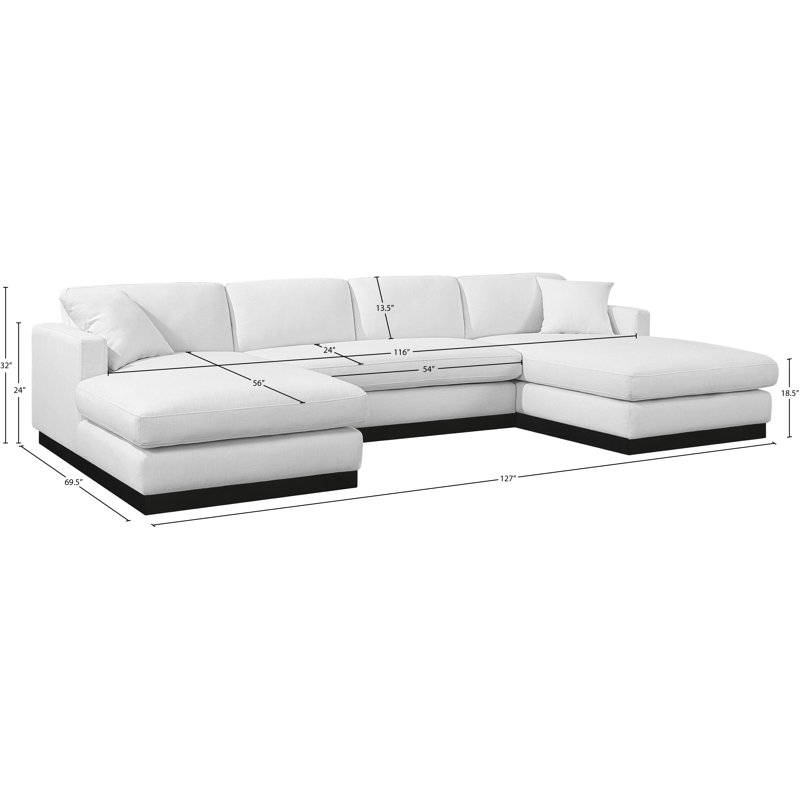 Iyanu Upholstered 127'' Sofa, White Linen Textured Fabric
