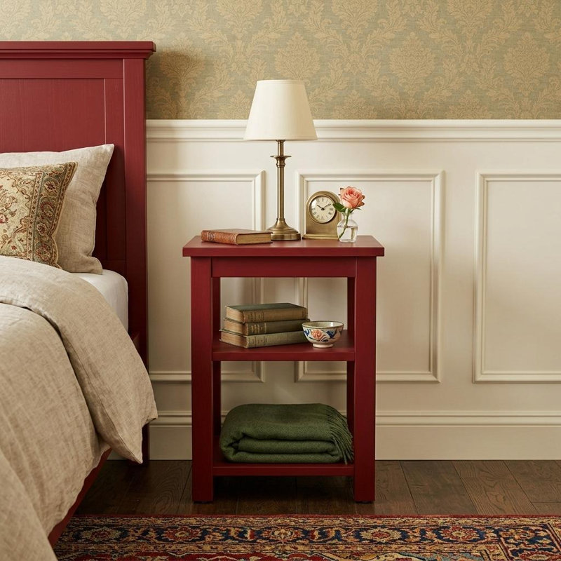  Elmgrove 28" Red Solid Wood Nightstand