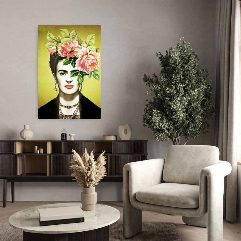 Art contemporain rétro, portrait de rose abstrait, printemps, H 36 po x l 24 po
