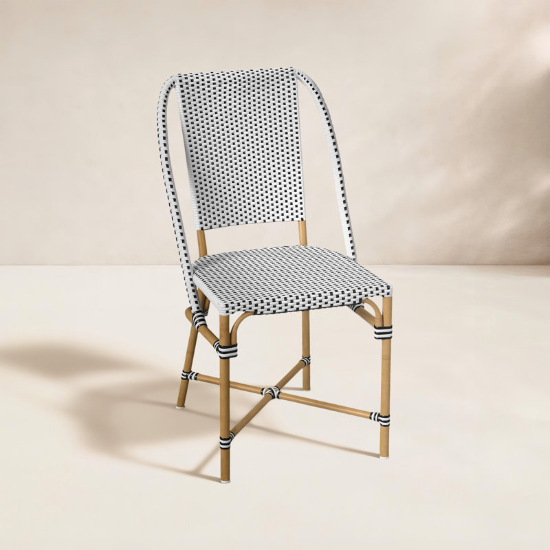 Tobias Outdoor Rattan Dining Chair, Black/White