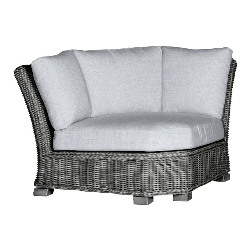 Rustic Woven Sectional Corner, Slate Gray, No Welt, Rollo Cream InsideOut® Linen
