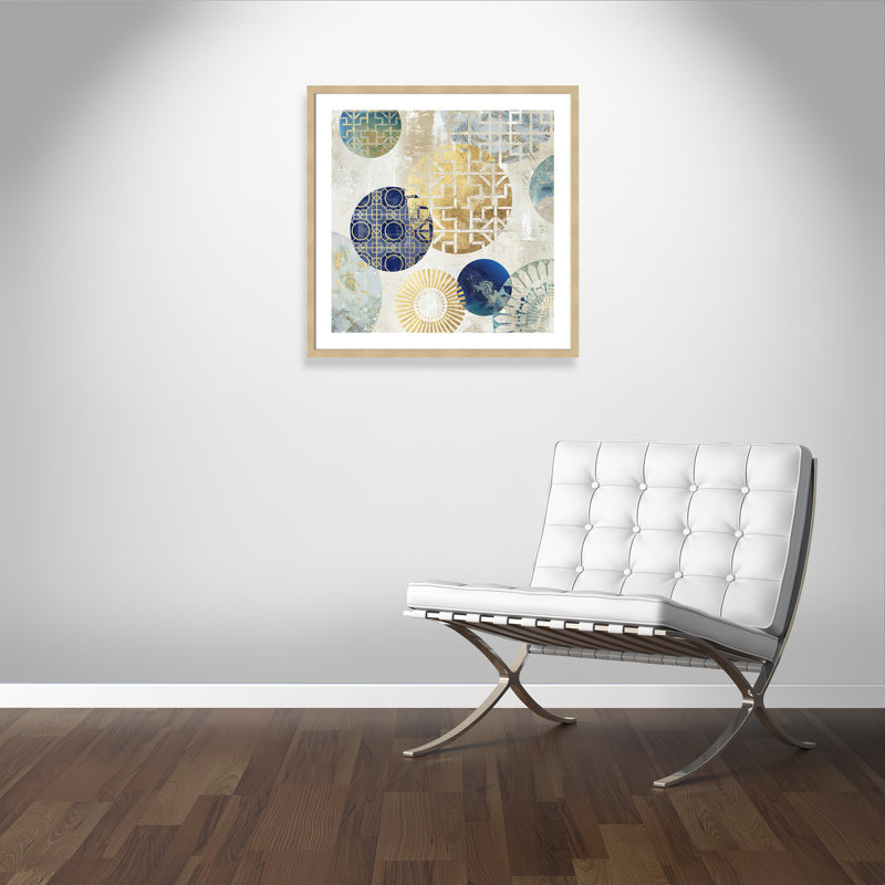 «Fleishman Gold Rings I», reproduction de peinture acrylique encadrée, Encadrement champagne