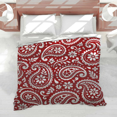 Édredon rouge et blanc à motif cachemire