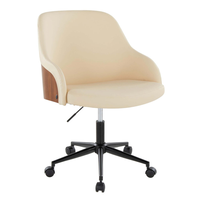 Ergonomic Office Chair With Adjustable Height, 360-Degree Swivel, Padded Faux Leather Seat And Backrest, Sturdy Metal Base With Casters For Comfort And Mobility.