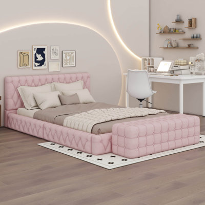 Lafrancine 2-Pieces Bedroom Sets Queen Size Upholstered Bed With Upholstered Ottoman -  Everly Quinn, 18744932B9BC4C3BBBE6560051D52BD4